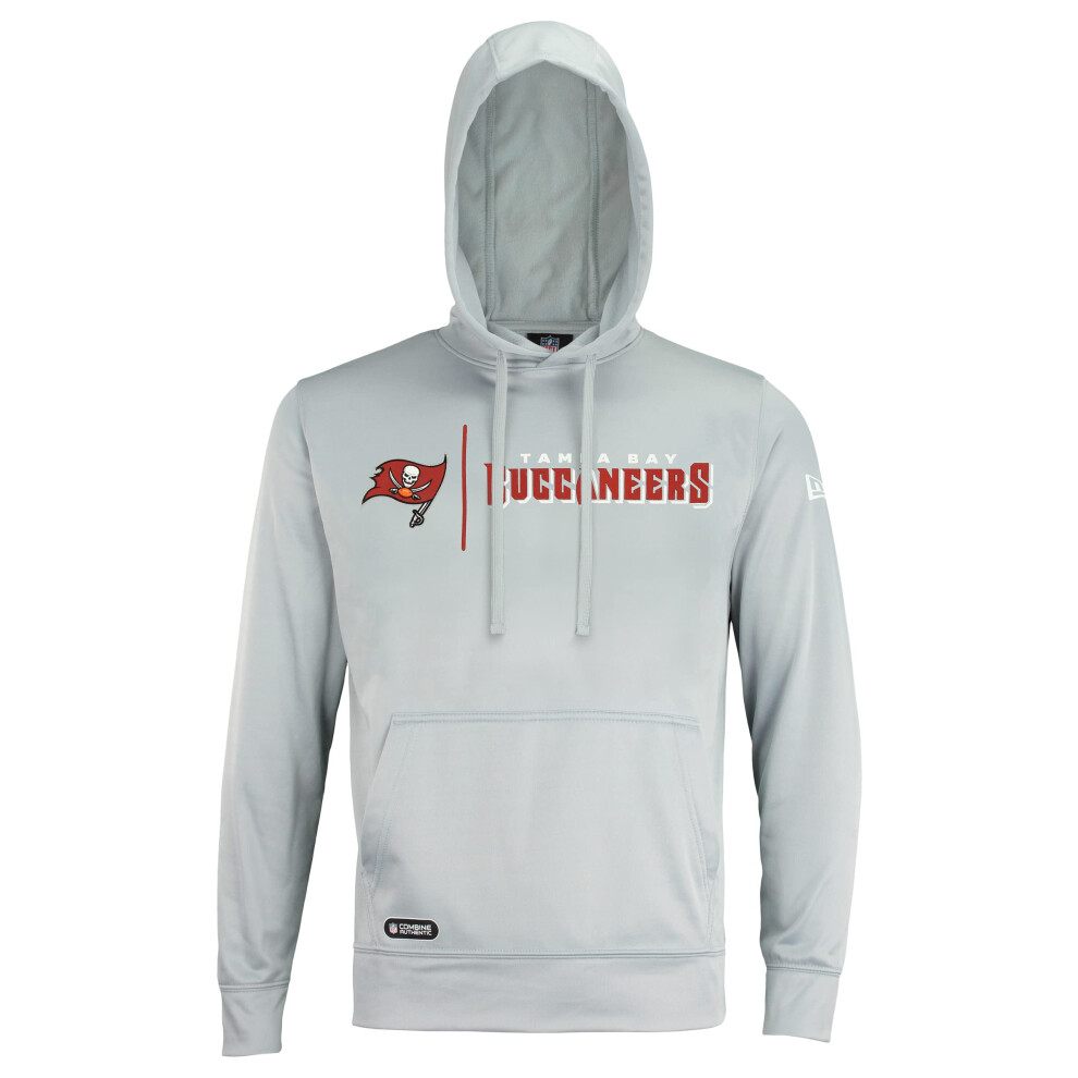 New Era NFL Men's Cool Grey Gametime Pullover Performance Hoodie, Pro Football Sweatshirt, Tampa Bay Buccaneers, XX-Large