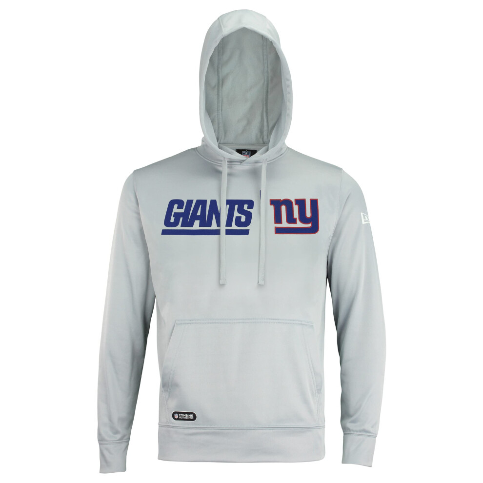 New Era NFL Men's Cool Grey Gametime Pullover Performance Hoodie, Pro Football Sweatshirt, New York Giants, Large