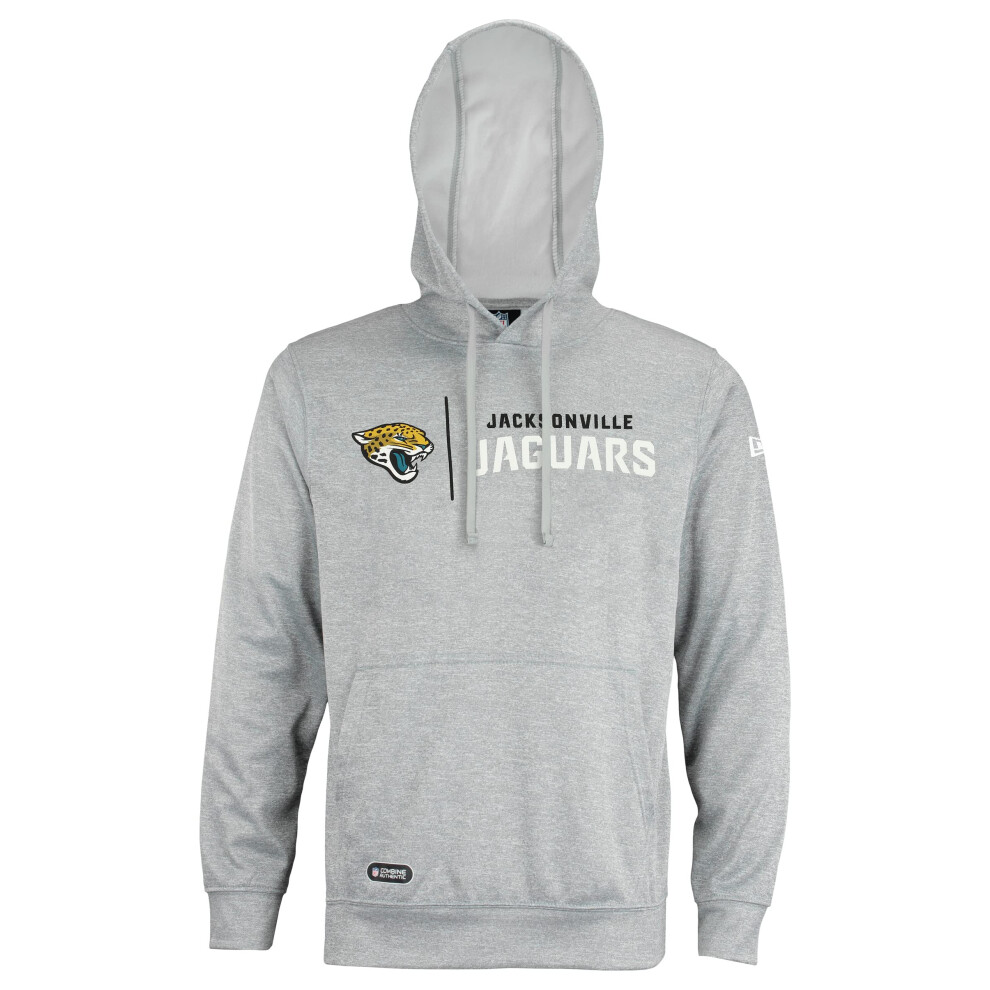 New Era NFL Mens cool grey gametime Pullover Performance Hoodie, Pro Football Sweatshirt, Jacksonville Jaguars, X-Large