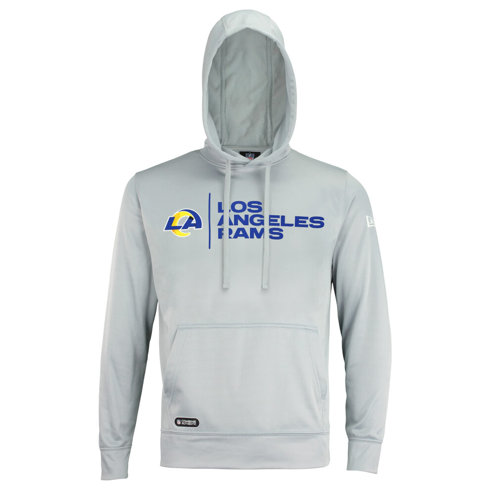 New Era NFL Mens cool grey gametime Pullover Performance Hoodie, Pro Football Sweatshirt, Los Angeles Rams, XX-Large