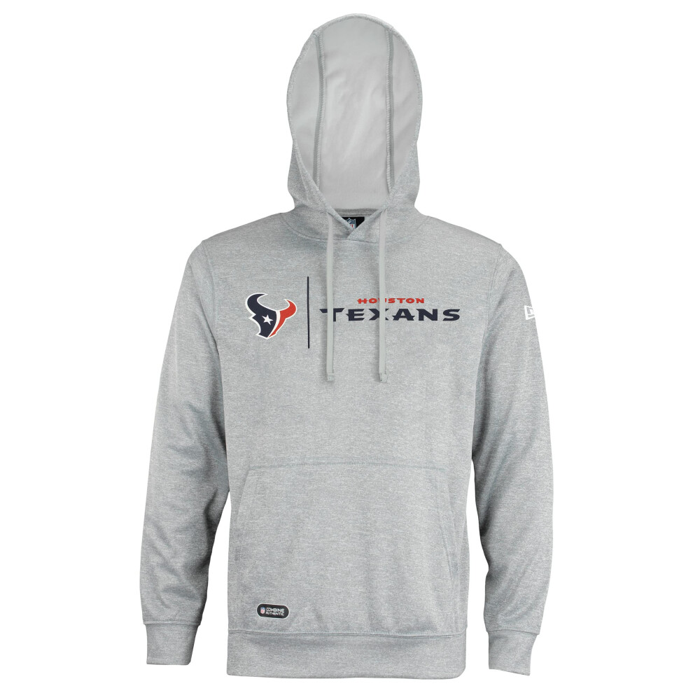 New Era NFL Men's Cool Grey Gametime Pullover Performance Hoodie, Pro Football Sweatshirt, Houston Texans, X-Large