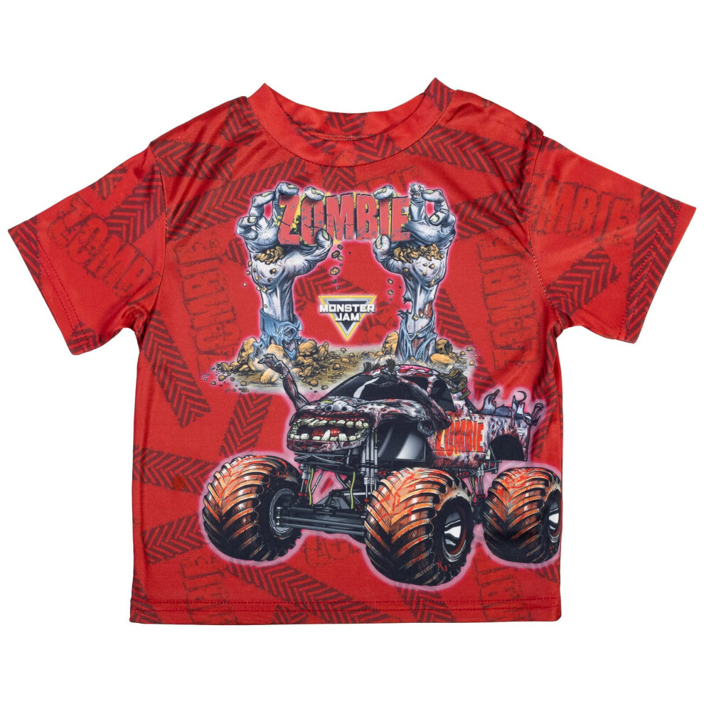 Monster Jam Zombie Little Boys graphic T-Shirt Zombie Red 7-8