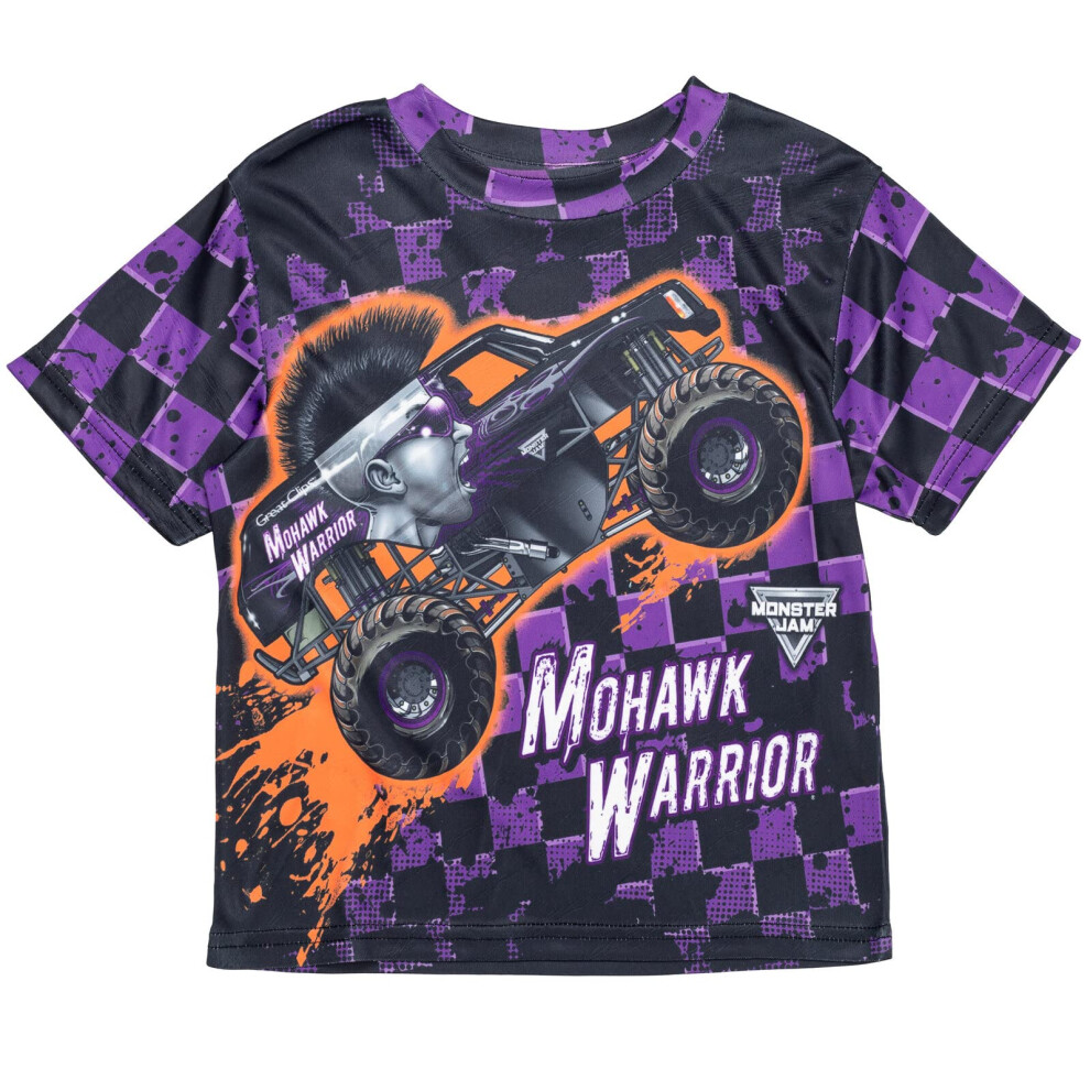 Monster Jam Mohawk Warrior Big Boys graphic T-Shirt Purple 10-12