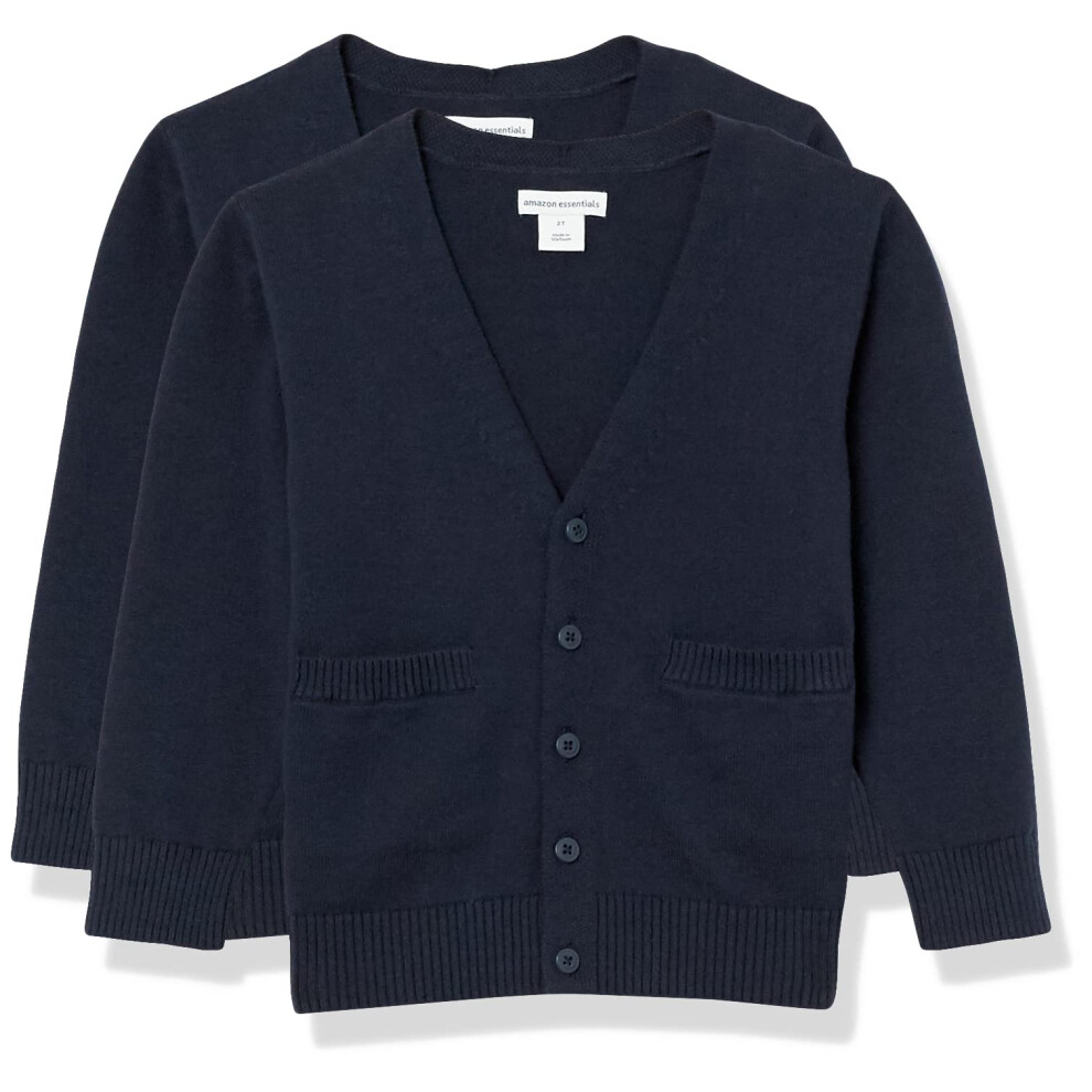 Toddler Boys' Uniform Cotton Cardigan Sweaters, Navy, 2T