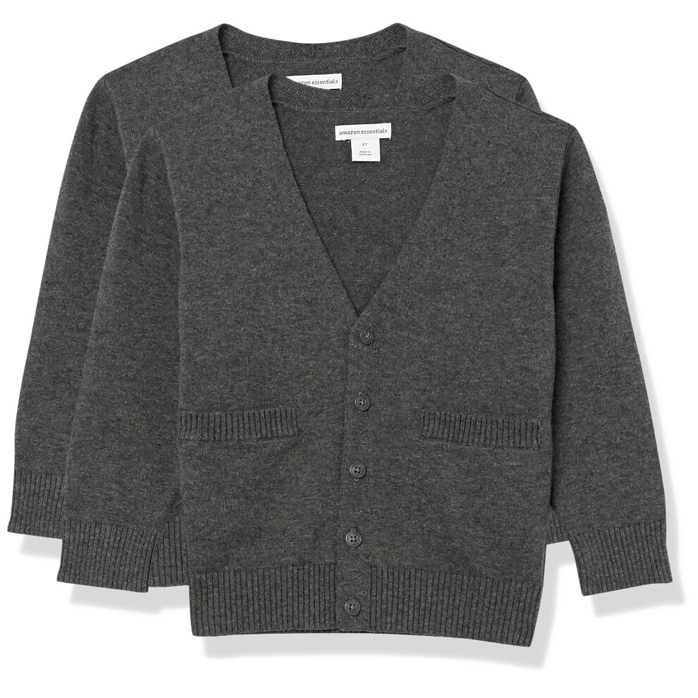 Boys' Uniform Cotton Cardigan Sweaters, Charcoal Heather, Medium