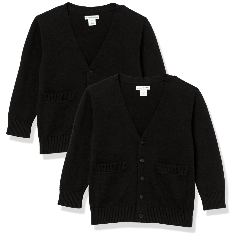 Boys' Uniform Cotton Cardigan Sweaters, Black, Large