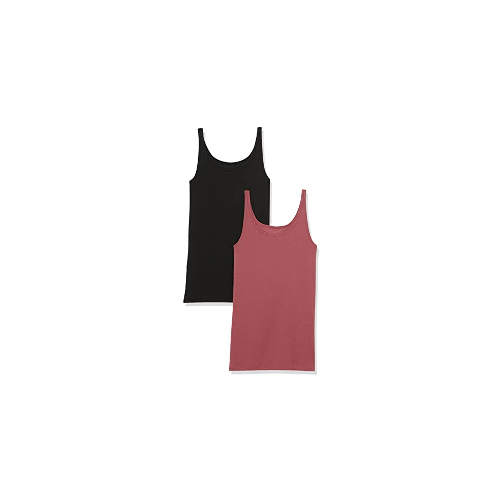 Womens Slim-Fit Thin Strap Tank, Pack of 2, BlackPlum, X-Large