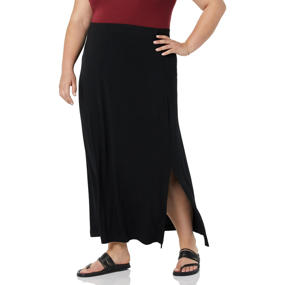 Womens Lightweight Knit Maxi Skirt, Black, Medium