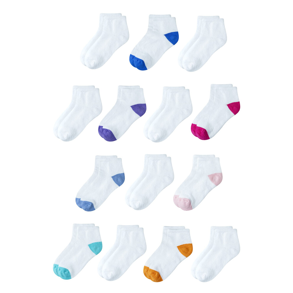 Unisex Toddlers' Cotton Ankle Socks, 14 Pairs, White, Multi Color, 3T-4T