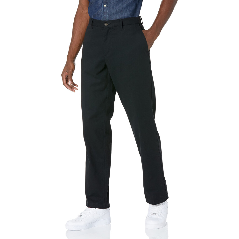 Men's Classic-Fit Wrinkle-Resistant Flat-Front Chino Pant (Available in Big & Tall), Black, 58W x 30L