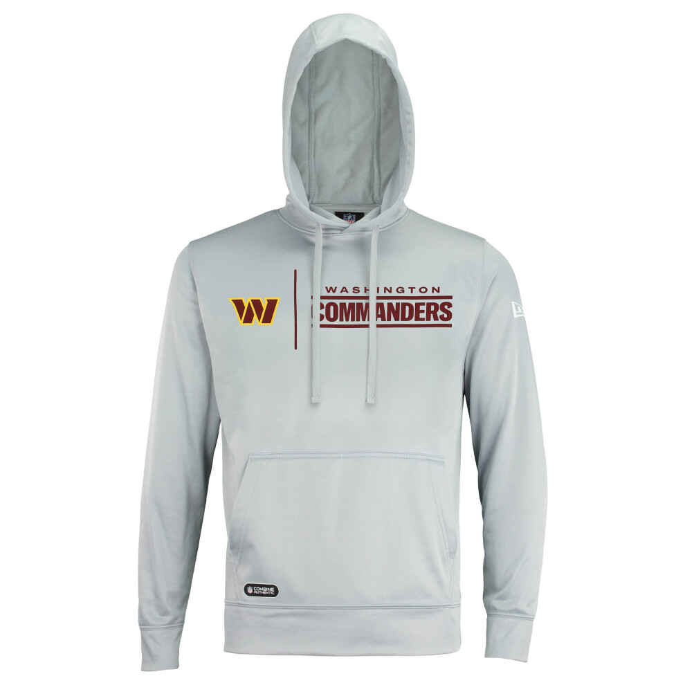 New Era NFL Men's Cool Grey Gametime Pullover Performance Hoodie, Pro Football Sweatshirt, Washington Commanders, Small