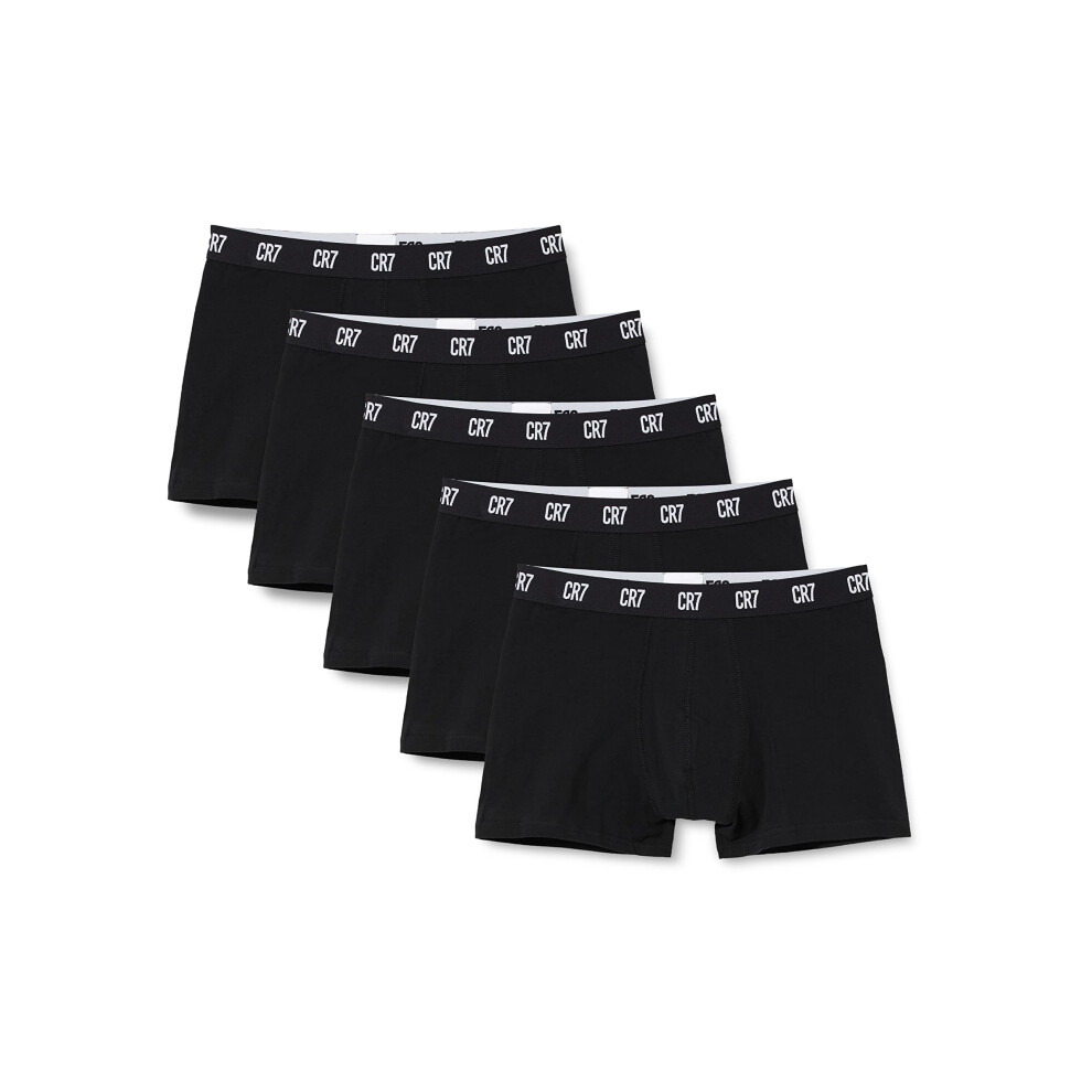 CR7 Men's 5-Pack Trunks, Organic Cotton Blend (X-Large) Black