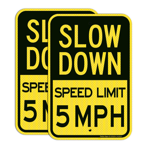 (2 pacotes) Sinal de Limite de Velocidade 5 MPH, Sinal de Reduzir Velocidade, Sinal de Tráfego, 18 x 12 Polegadas