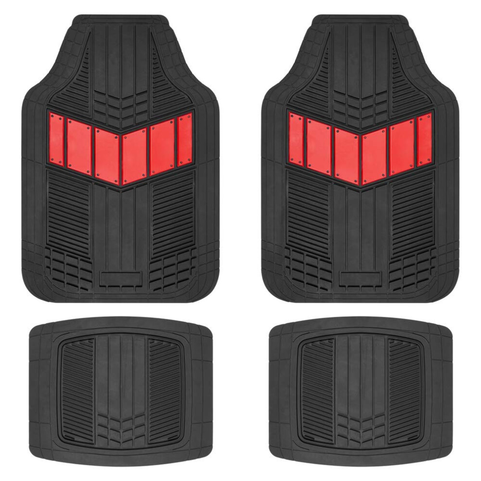 Bdk All Weather Heavy Duty Car Floor Mats Interior Liners For Auto Van Truck Suv, Heavy Duty All Weather Protection, Fits Front Rear Red 826942150265