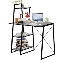 (Black) Computer Desk Home Office Table With 4-Tier Storage Shelf Pc Laptop Work Study Writing Desk For Bedroom Living Room
