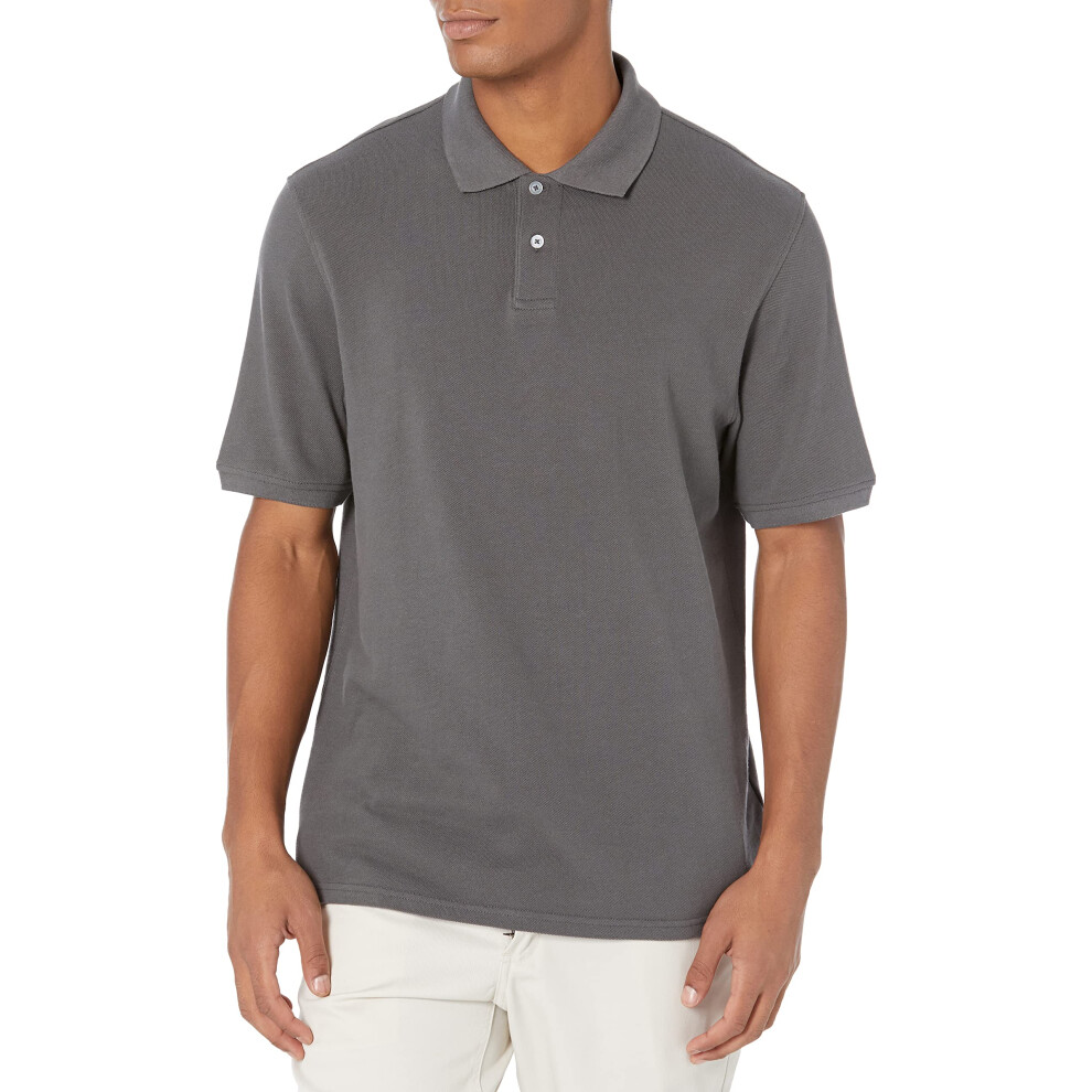 Men's Regular-Fit Cotton Pique Polo Shirt (Available in Big & Tall), Grey, XX-Large