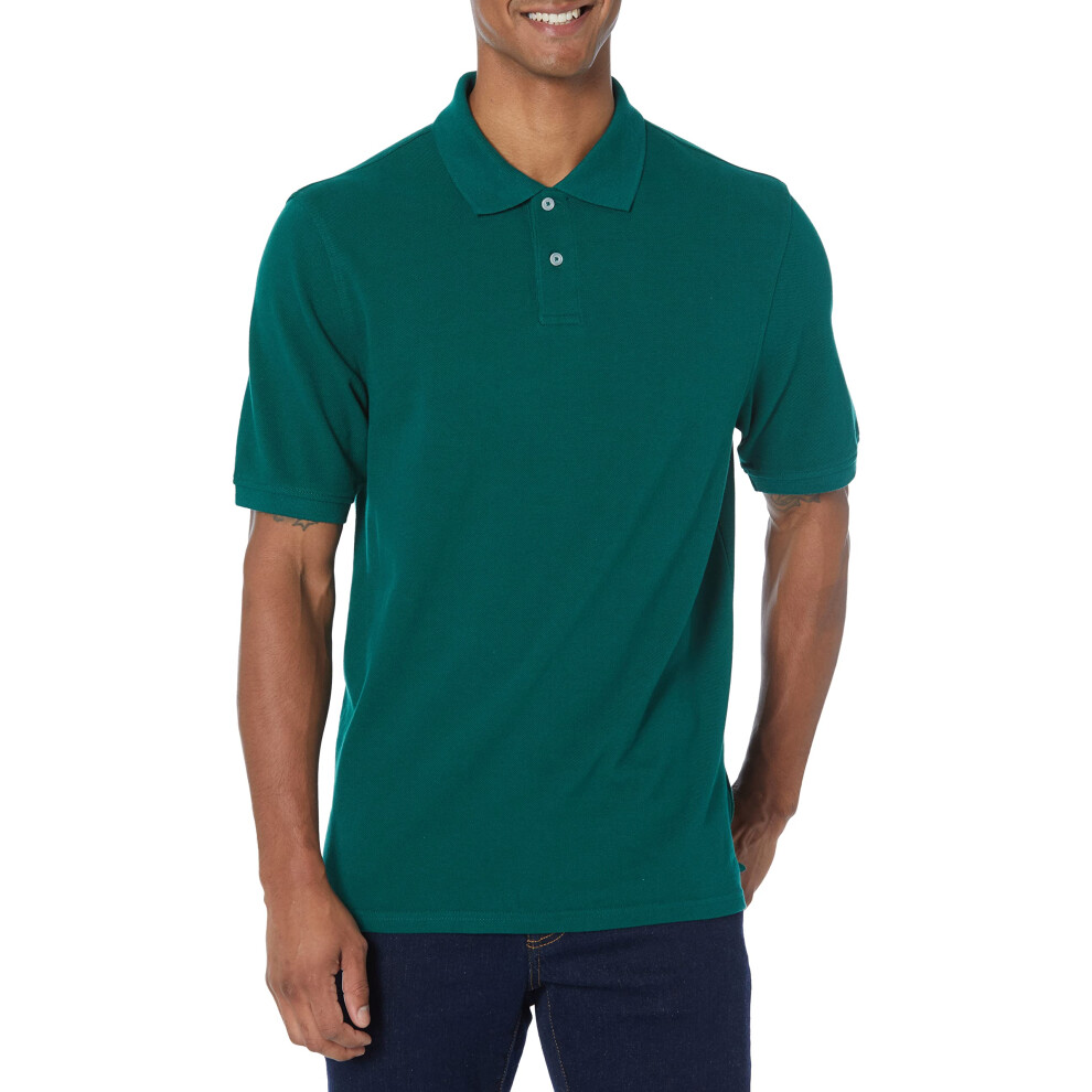 Men's Regular-Fit Cotton Pique Polo Shirt (Available in Big & Tall), Army Green, Medium