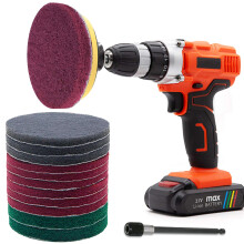 Power Scrub Pads Drill Attachment, GOH DODD 15 Pieces 5 Inch Headlight Restoration Kit Cleaning Kit Scouring Pads with Baker and Universal Shaft for