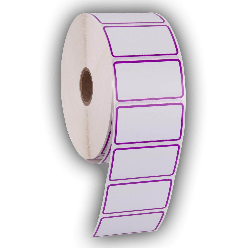 2.25" X 1.25" Direct Thermal Perforated Stickers Labels for Barcodes, Address, Consignment - Compatible with Zebra, Rollo, Godex and More (Purple Bor