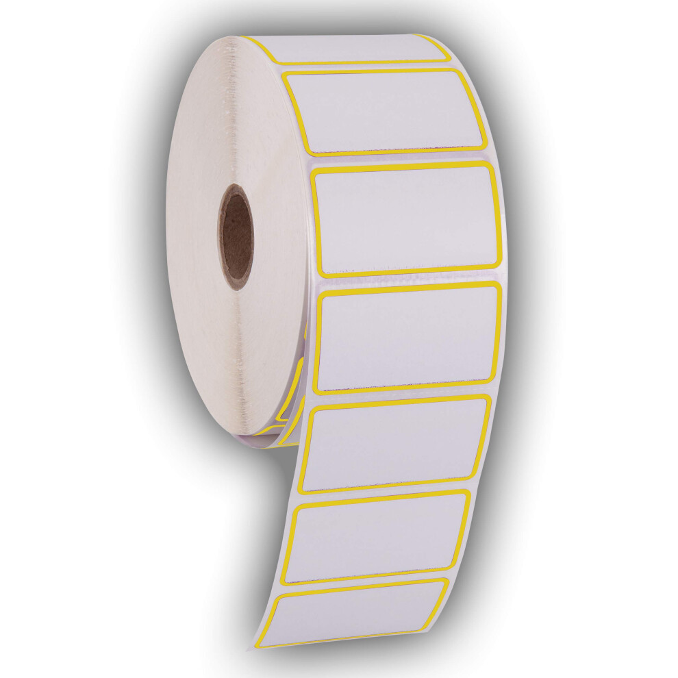 2.25" X 1.25" Direct Thermal Perforated Stickers Labels for Barcodes, Address, Consignment - Compatible with Zebra, Rollo, Godex and More (Yellow Bor