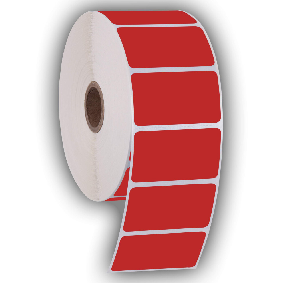 2.25" X 1.25" Direct Thermal Perforated Stickers Labels for Barcodes, Address, Consignment - Compatible with Zebra, Rollo, Godex and More (RED, 6 Rol