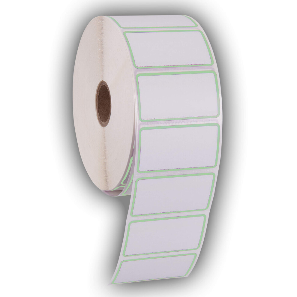 2.25" X 1.25" Direct Thermal Perforated Stickers Labels for Barcodes, Address, Consignment - Compatible with Zebra, Rollo, Godex and More (Green Bord