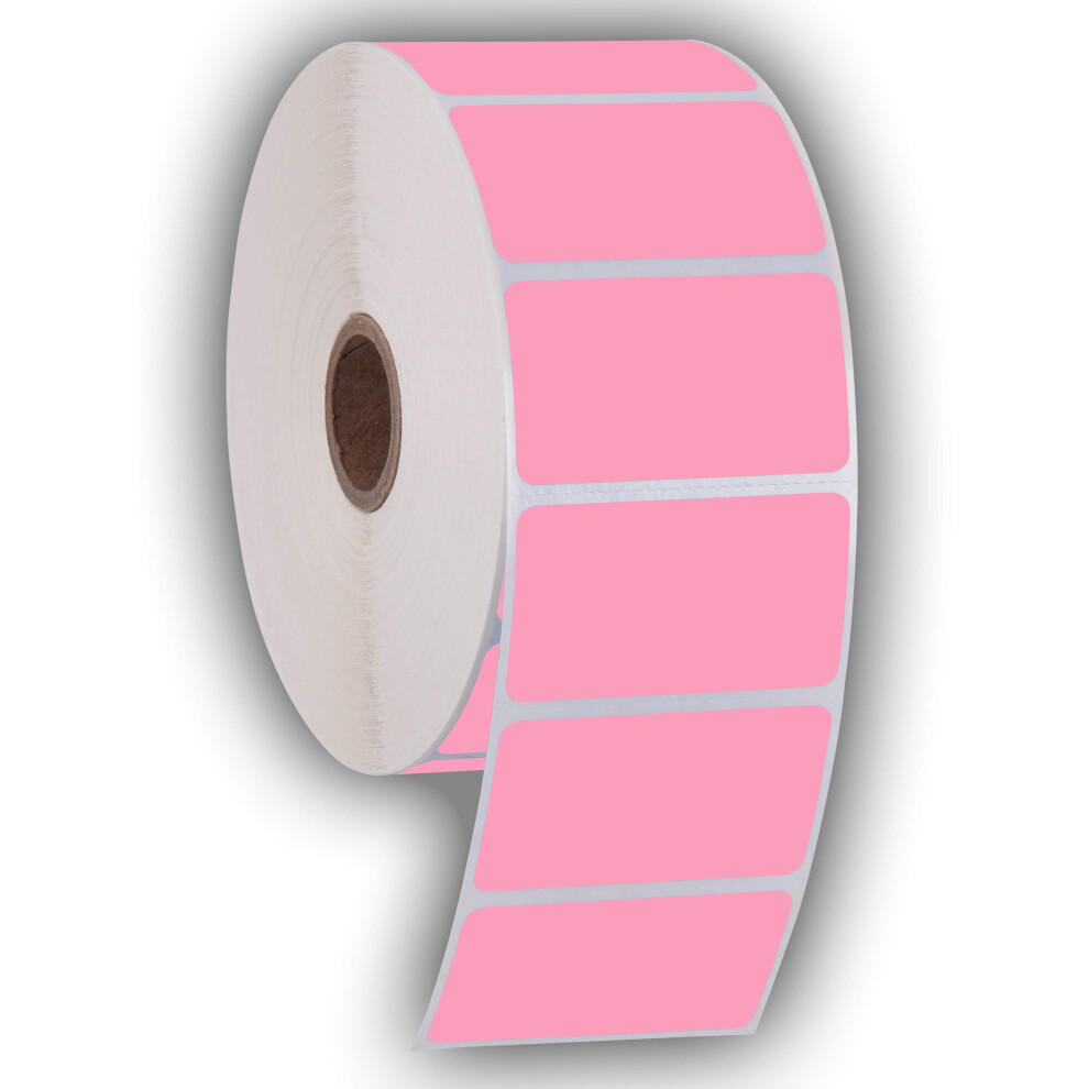 2.25" X 1.25" Direct Thermal Perforated Stickers Labels for Barcodes, Address, Consignment - Compatible with Zebra, Rollo, Godex and More (Pink, 6 Ro