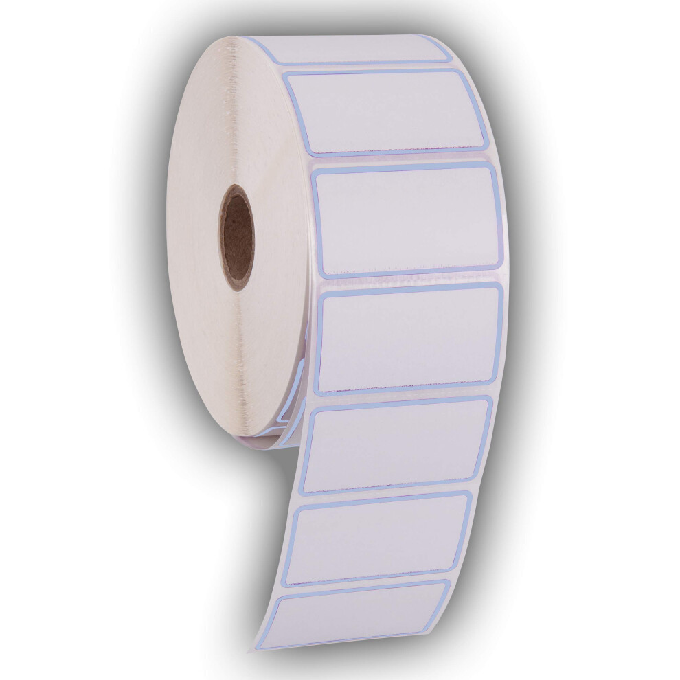 2.25" X 1.25" Direct Thermal Perforated Stickers Labels for Barcodes, Address, Consignment - Compatible with Zebra, Rollo, Godex and More (Blue Borde