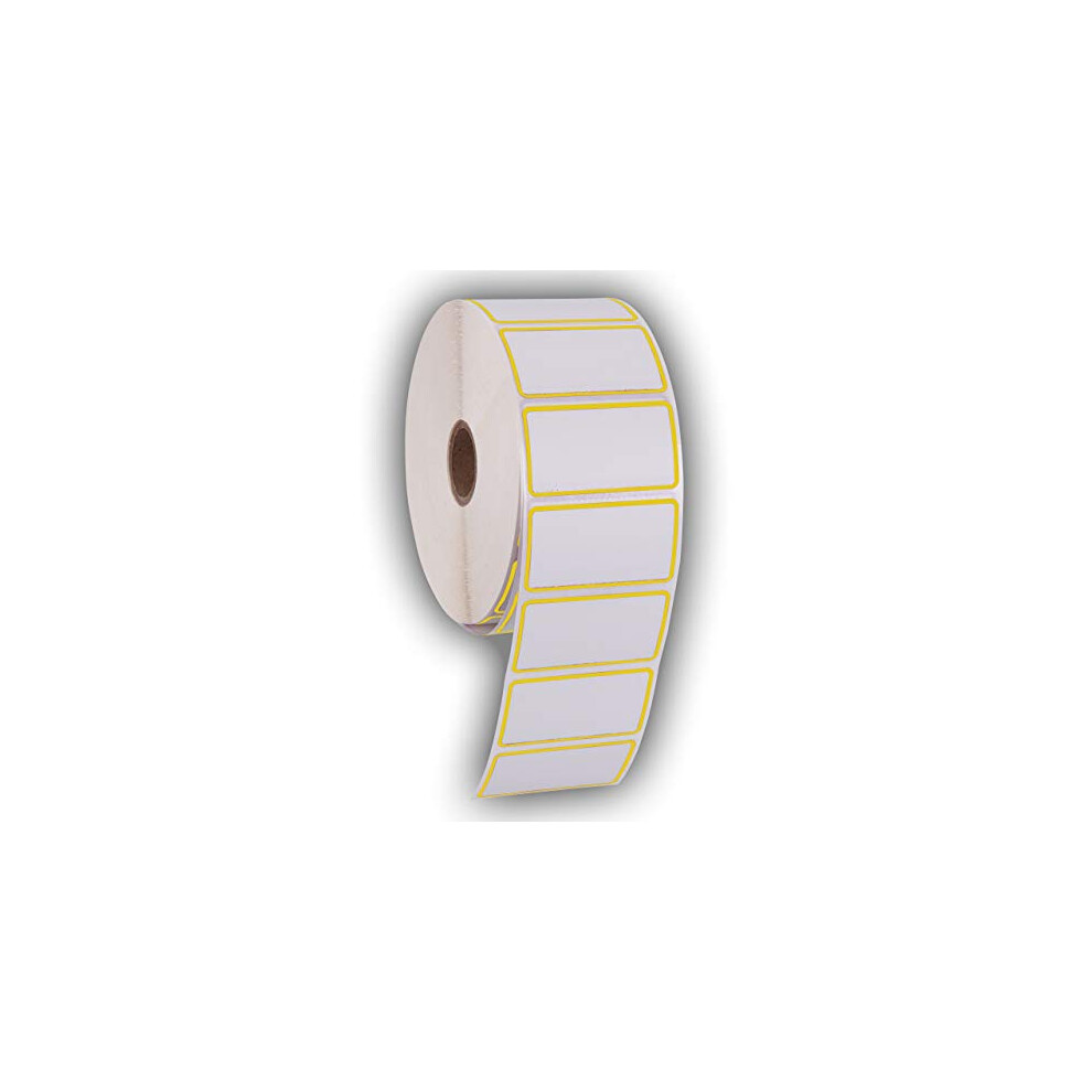 2.25" X 1.25" Direct Thermal Perforated Stickers Labels for Barcodes, Address, Consignment - Compatible with Zebra, Rollo, Godex and More (Yellow Bor