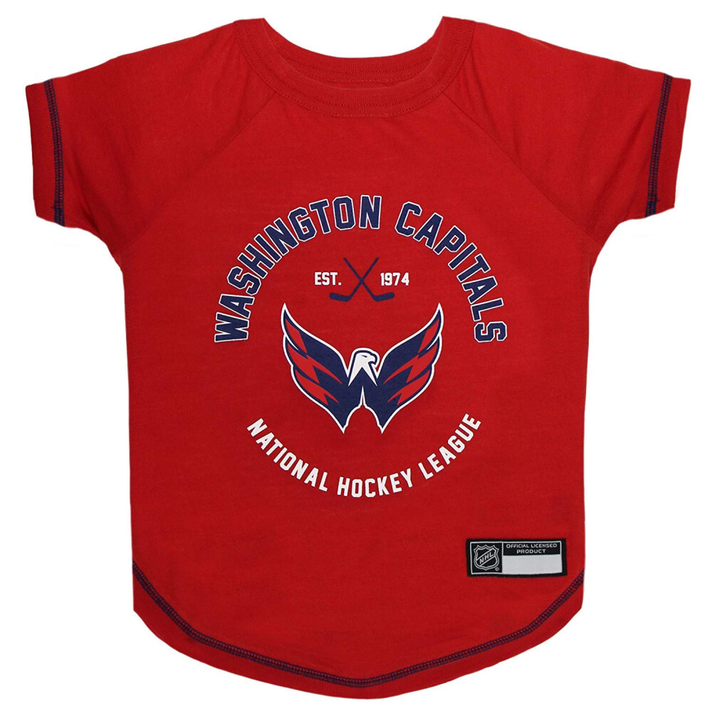 Photos - Dog Clothing Pets First NHL Washington Capitals Tee Shirt for Dogs & Cats, Small. - are You A Hockey Fan? Let Your Pet Be an NHL Fan Too! 