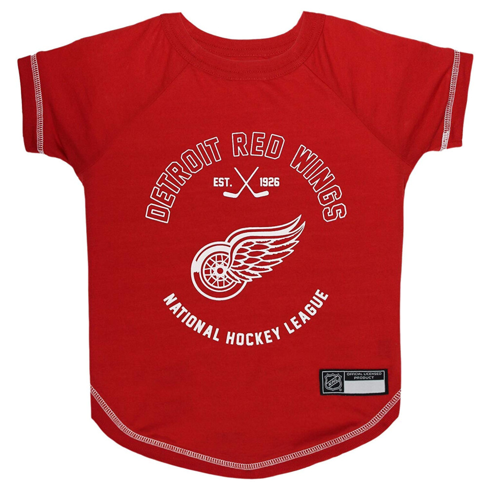 Photos - Dog Clothing Pets First NHL Detroit Red Wings Tee Shirt for Dogs & Cats, X-Small. - are You A Hockey Fan? Let Your Pet Be an NHL Fan Too! 