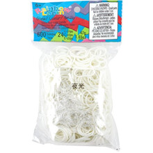 Rainbow Loom Glow i The Dark Collection: Hvide gummib?nd med 24 C-clips (600 antal)