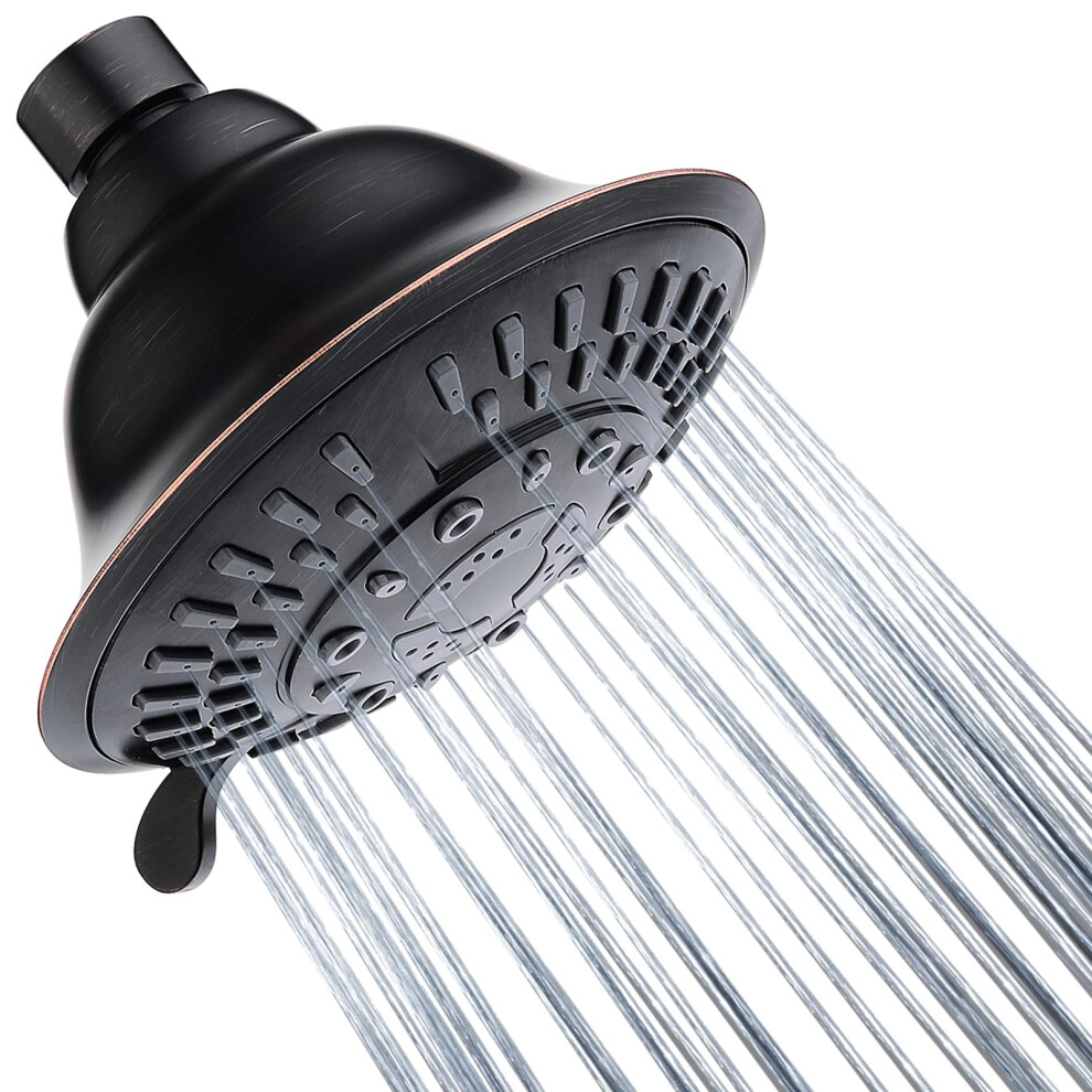 BRIGHT SHOWERS High Pressure Rain Showerhead 9 Spray Settings Shower Head, Angle Adjustable Bathroom Showerhead, 1-Min Installation, Oil Rubbed Bronz