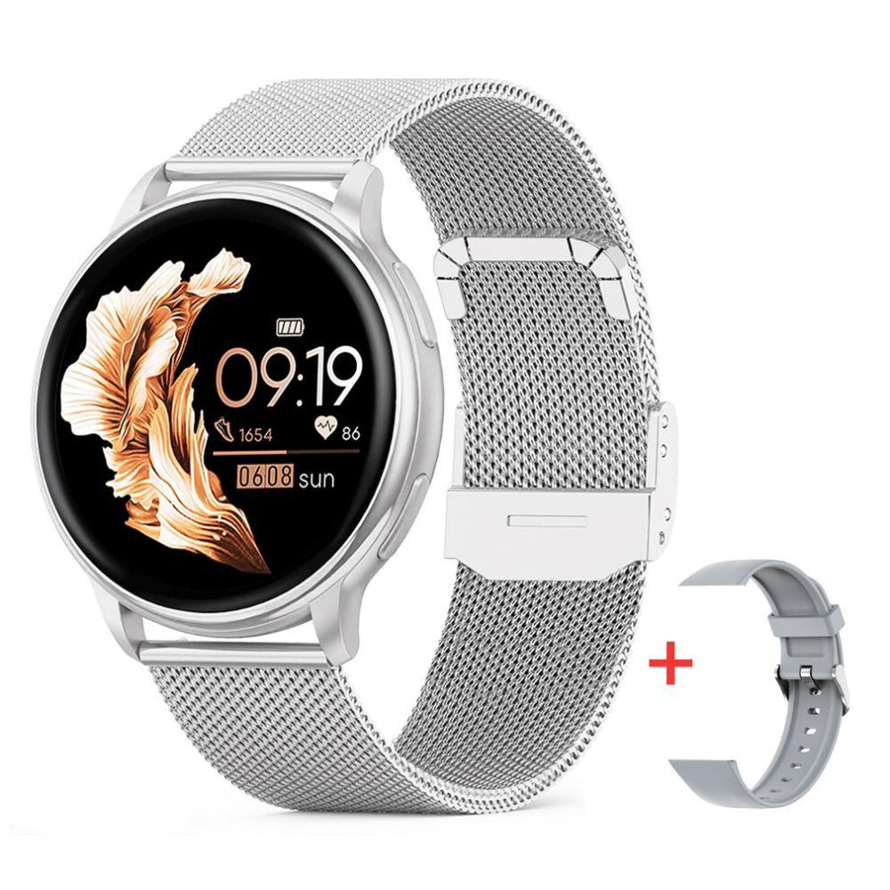 (Silver) MEVADEN Bluetooth Call Smart Watch Women Custom Dial Watches Men Sport Fitness Tracker Heart Rate Smartwatch For Android IOS
