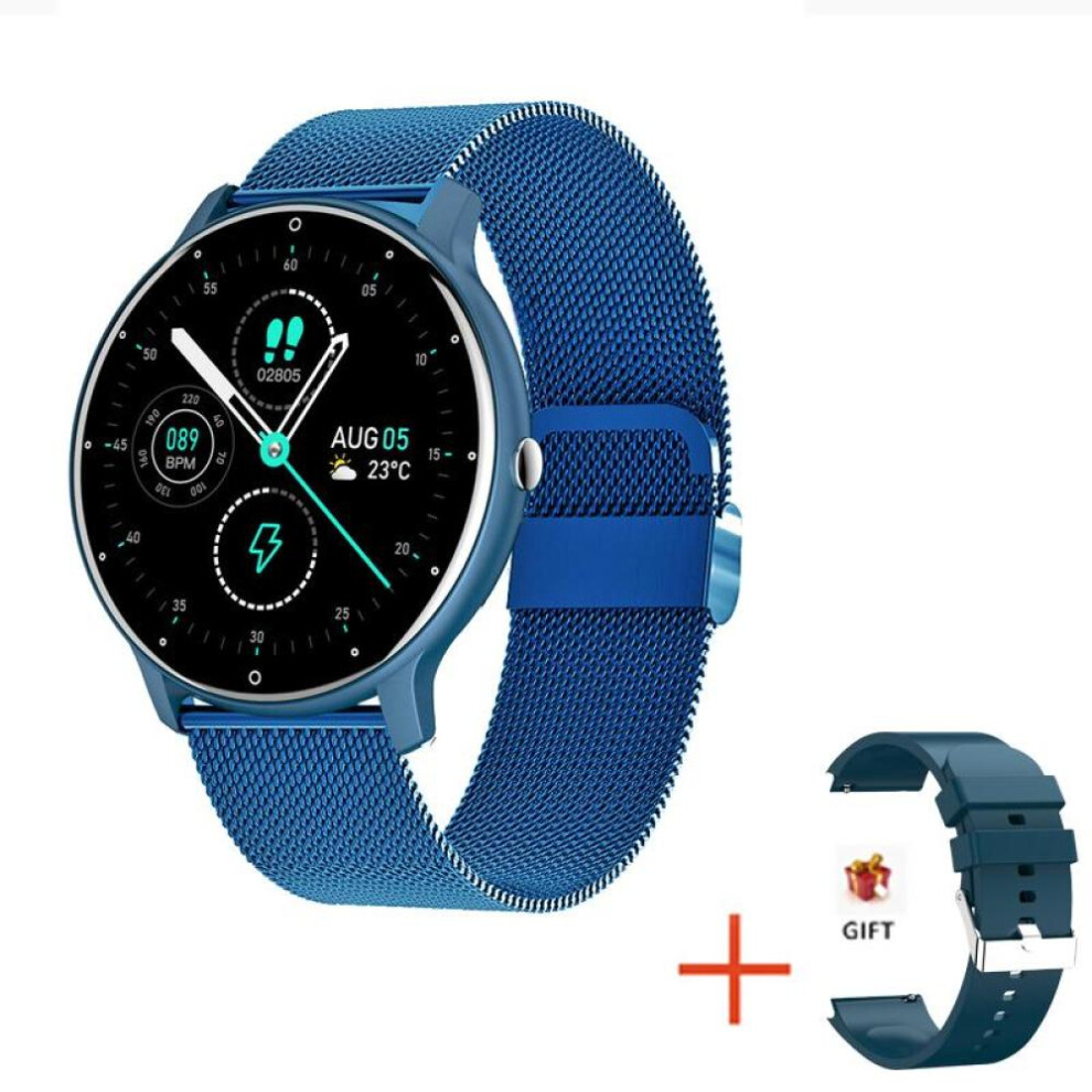 (blue, Mesh belt) LIGE 2021 Fashion Smart Watch Ladies Heart Rate Blood Pressure Multifunctional Sport Watch Men Woman Waterproof Smartwatch Women