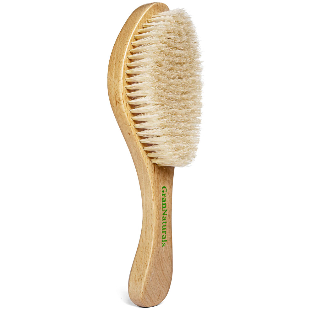 Grannaturali Grannaturals Soft Wave Brush - Curved Boar Bristle Smoothing Hair Brush For Slick Back Hair And 360 Waves