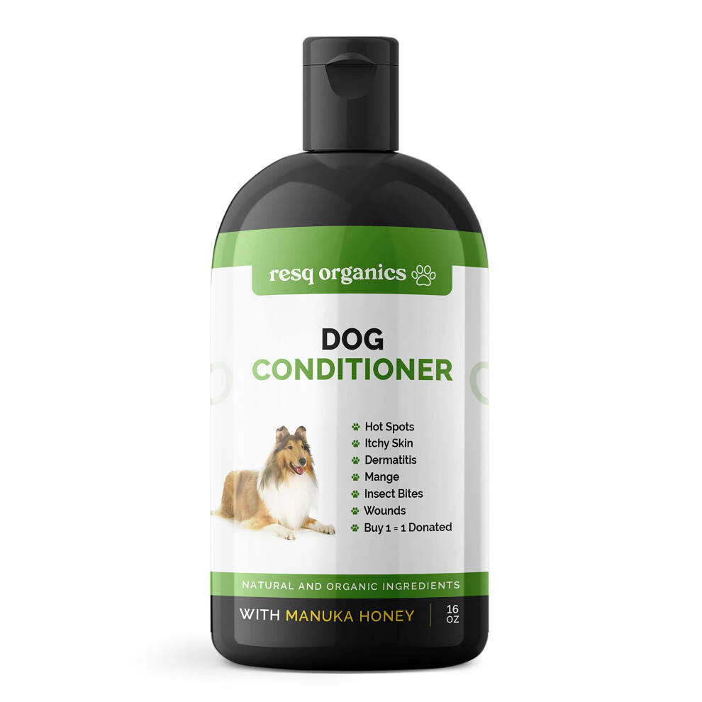 Hypoallergenic Dog Coat Conditioner- Detangles & Softens Fur, Calms Itching & Dryness, Organic Aloe Vera & Manuka Honey Soothes The Skin, Reduces Dan