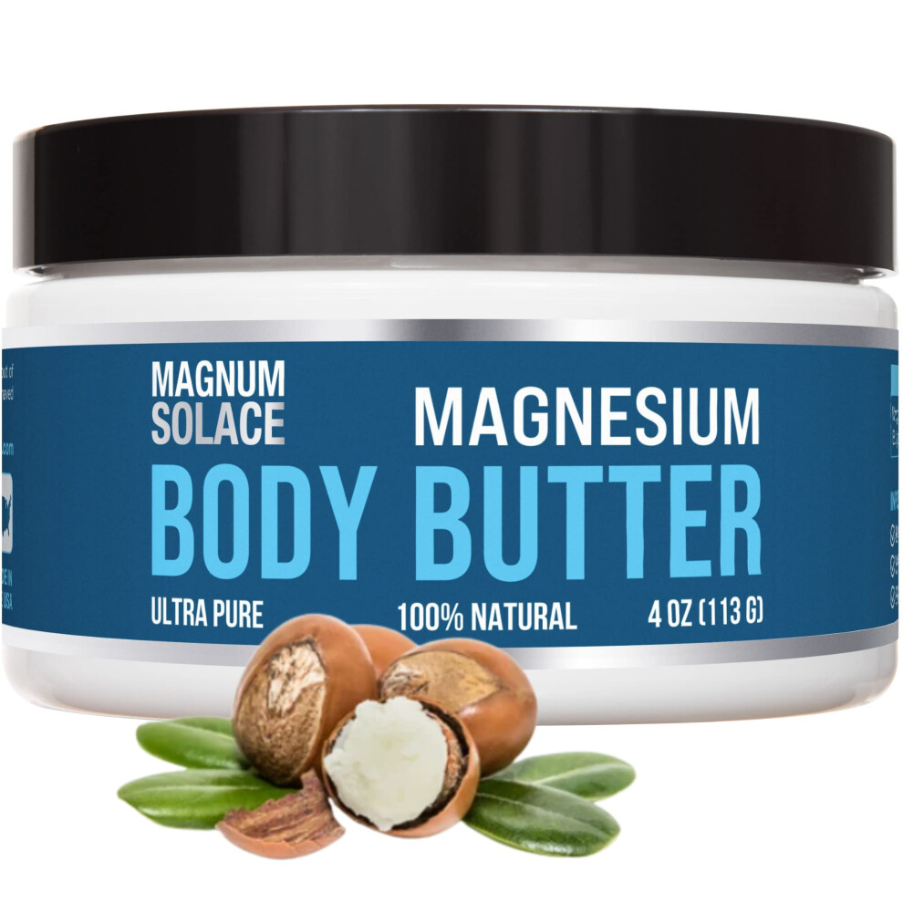 Magnesium Body Butter for Women - Magnesium Lotion Alternative with Mango, Shea, Grapeseed & Magnesium Oil for Legs - Lightly Scented with Lavender,