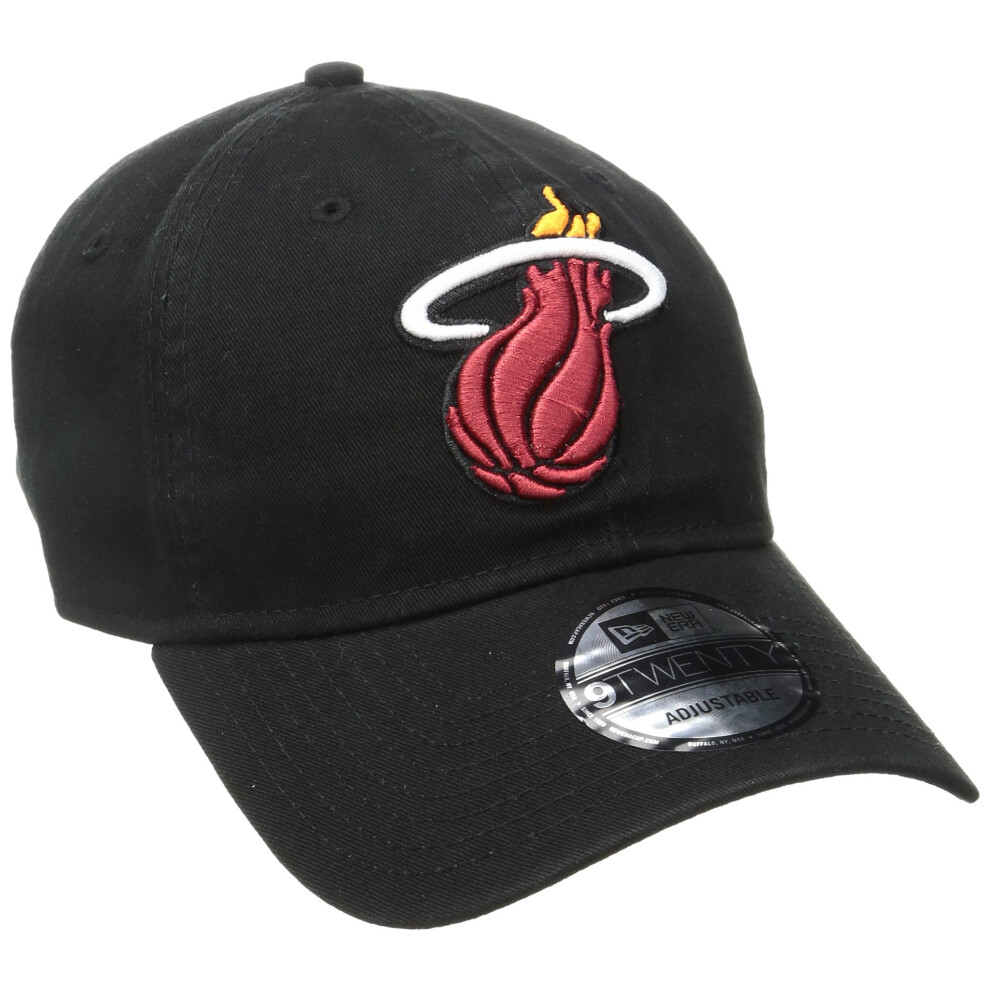 NEW ERA NBA Miami Heat Core Classic 9Twenty Adjustable Cap, Black, One Size