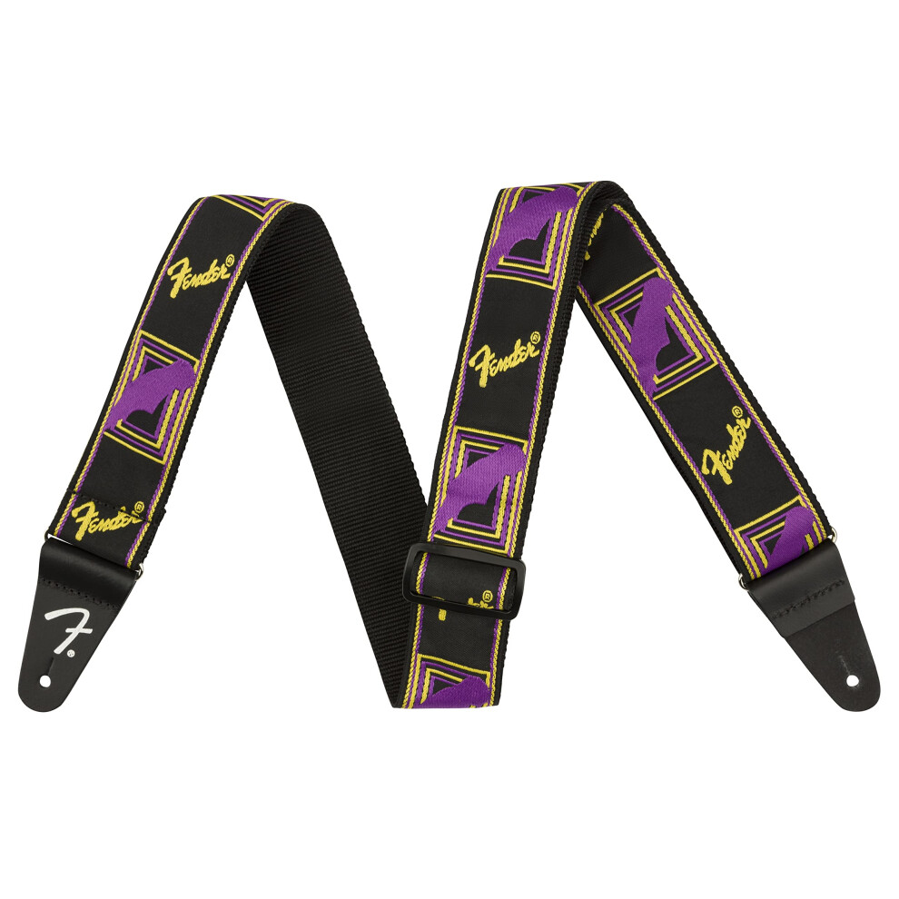 Fender Neon Monogrammed Guitar Strap, 2in, Purple/Yellow