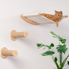 7 Ruby Road Cat Hammock Wall Mounted Cat Shelf with Two Steps - Cat Wall Shelves and Perches for Sleeping, Playing, Climbing, and Lounging - Modern C