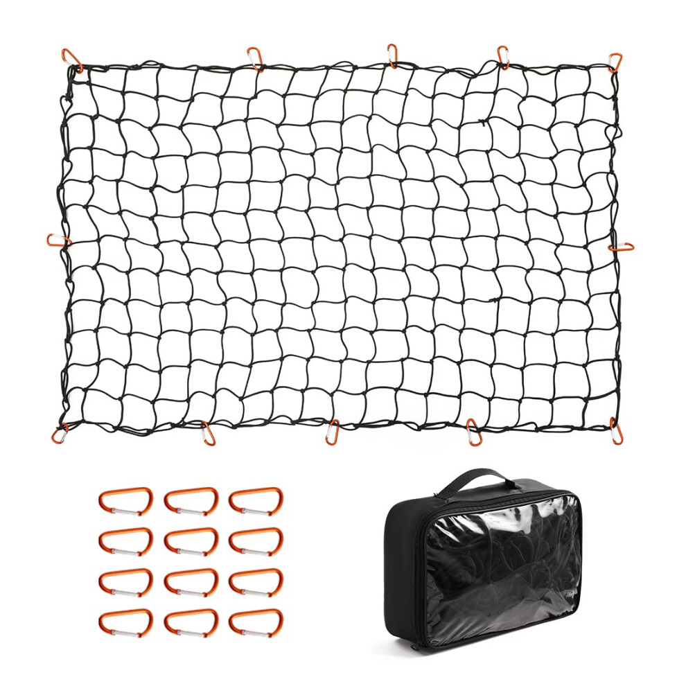 Czc Auto Bungee Cargo Net 4X6ft Truck Bed Net Stretches To 8X12ft For Pickup Trailer Rv Suv Boat |4Inch X 4Inch Mesh Net Holds Small And Large|12 Tan 611434029705