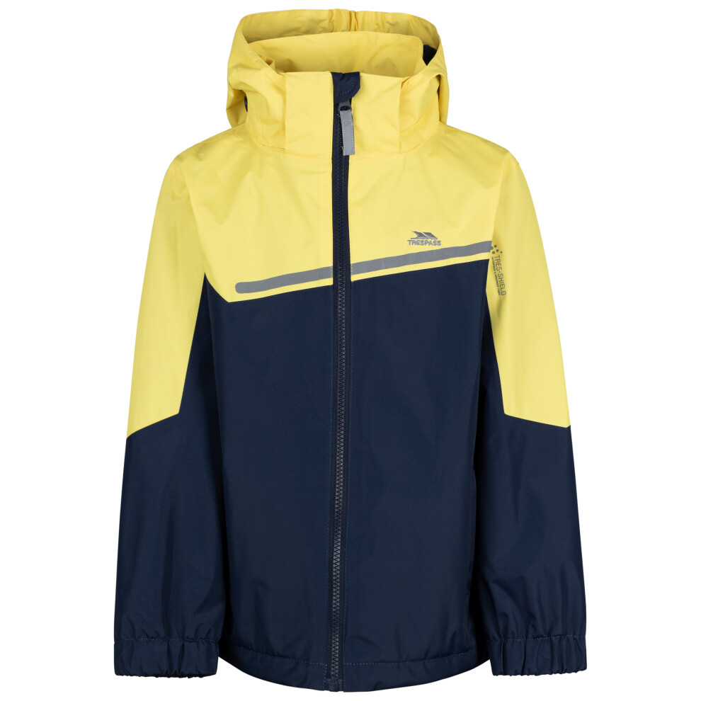 (7-8 Years, Navy Yellow) Trespass Kids Waterproof Jacket Hooded Submerged