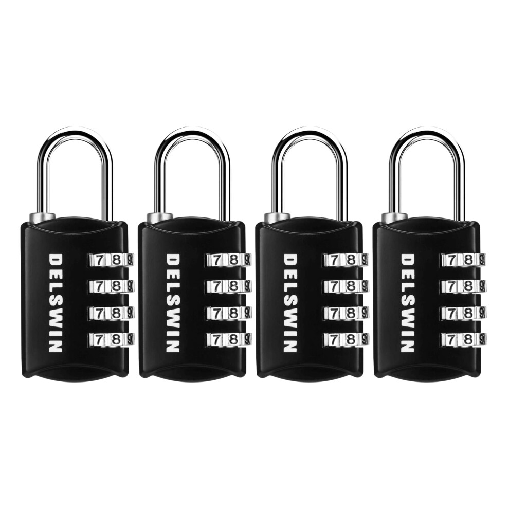 Delswin Small Combination Lock For Locker, 4-Digit Mini Combo Lock For Backpack And Luggage, Combination Padlock For School Gym Locker (Pack Of 4) 631514381318
