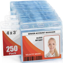Mifflin-USA Lot de 250 protecteurs de cartes (10,2 x 7,6 cm), transparent, chargement rapide, horizontal, sans fermeture clair, porte-badge