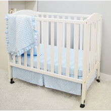 American Baby Company Heavenly Soft Minky Dot 3-Piece Mini/Portable Crib Bedding Set, Blauw