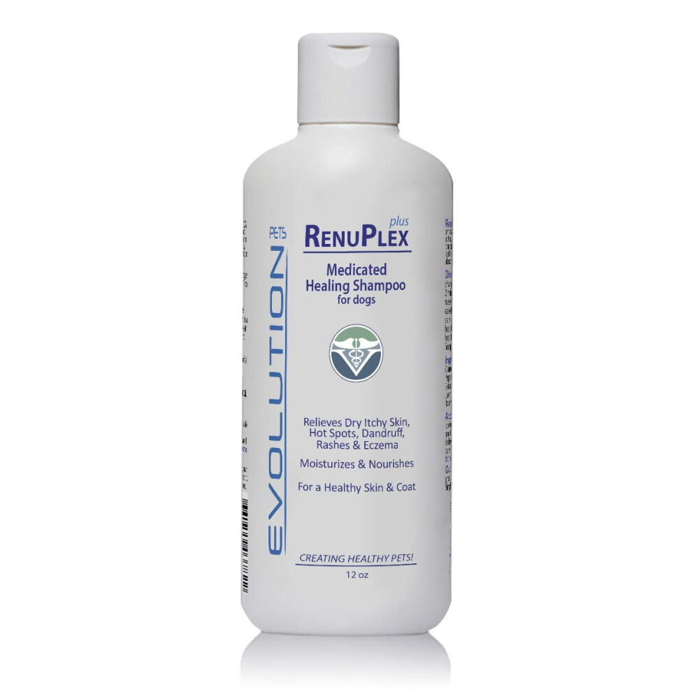 Evolution Pets Best Itchy Dog Shampoo. RenuPlex Plus Medicated Dog Shampoo. Safe, All Natural Dog Shampoo for Itchy Skin and Dog Dry Skin