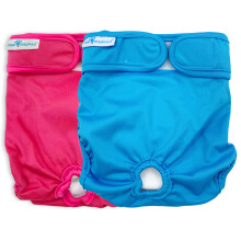 Paw Inspired Vaskbare Hundebleer (2 Pack) | Genanvendelige hundebleer i stof til sm? mellemstore hunde til kvinder (pink og bl? farver med hvidt