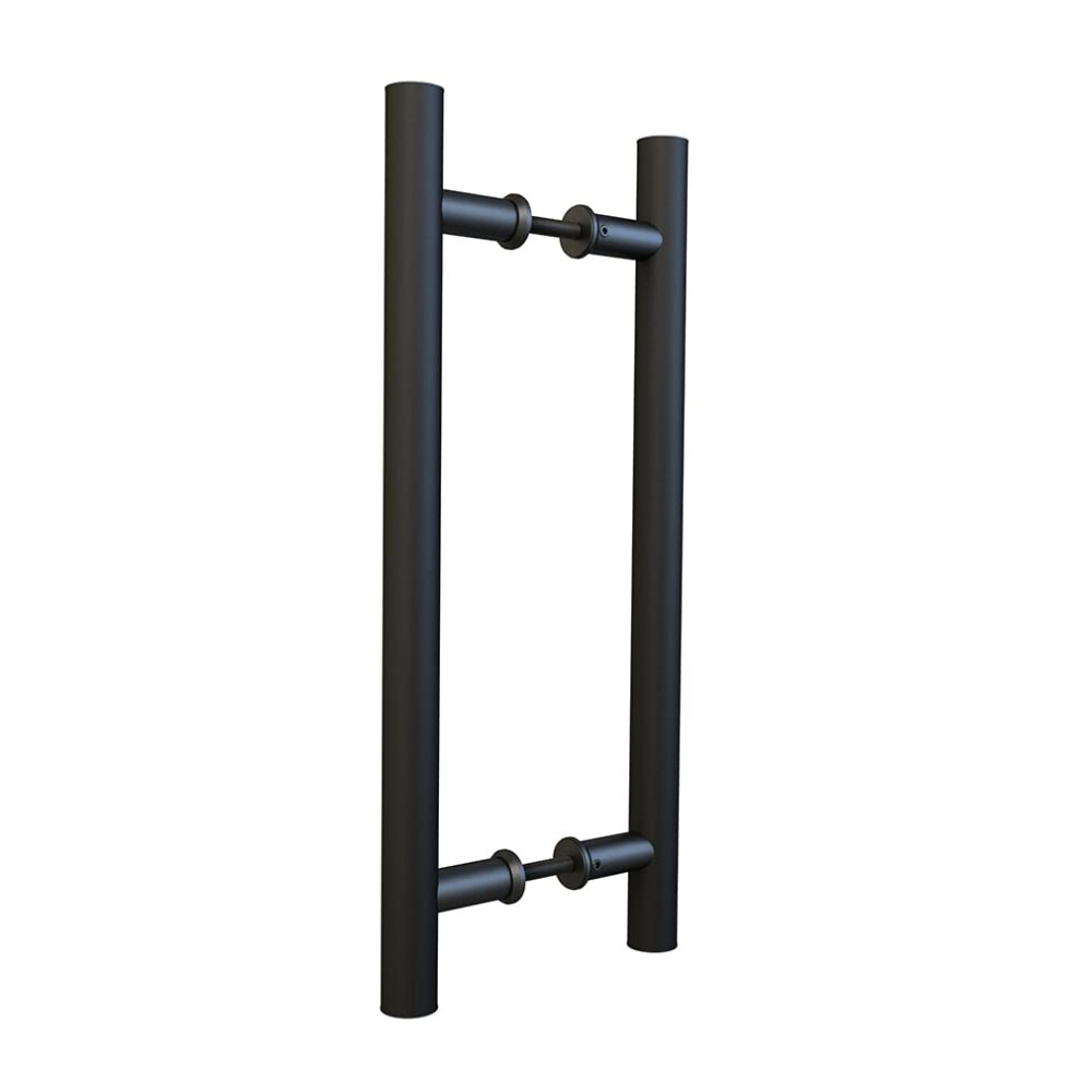 JUBEST Poign?e de porte push-pull 16", poign?e de porte coulissante double face en forme de H, poign?e de porte battante robuste, noir mat