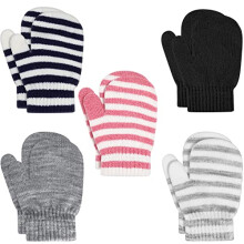 ONESING 5 Paar Fustlinge und Handschuhe fr Kleinkinder Schwarz, warme Winterhandschuhe fr Mdchen, Jungen und Neugeborene